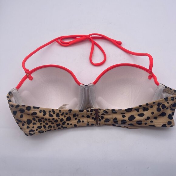Y2K Victorias Secret 34B Unforgettable Demi Halter Bikini Top Leopard Orange X - Picture 4 of 8